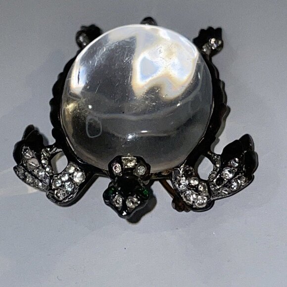 Crown Trifari Alfred Philippe Sterling Silver Jelly Belly Turtle Brooch Pin Read - Picture 5 of 16